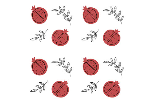 وکتور طرح گرافیکی پترن انار قرمز طراحی شده با دست مخصوص شب یلدا